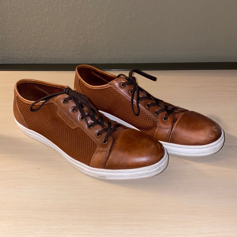Kenneth Cole Brown Leather and Knitt Sneakers